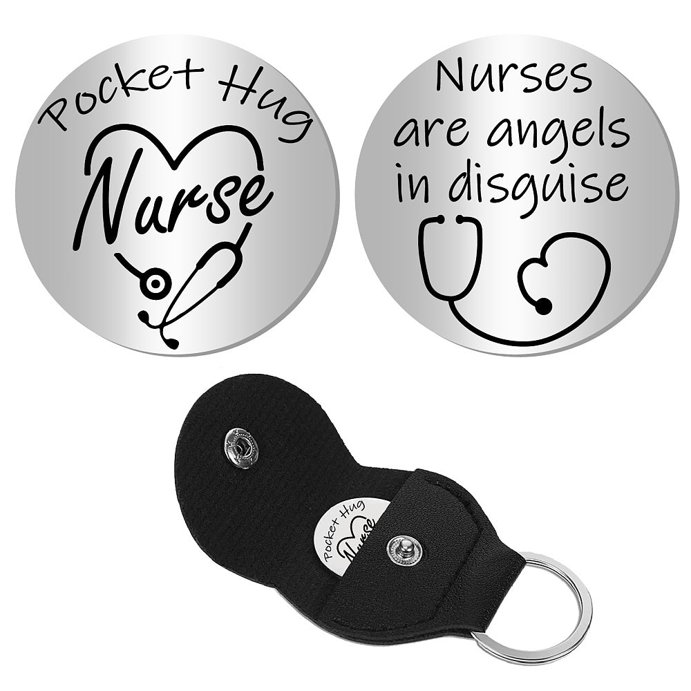 Little Pocket Hug NURSE coin + leather keyring holder