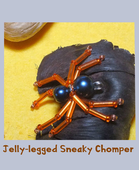 4-pack beaded spider charms - "Jelly-legged Sneaky Chomper", handmade - plain or on lanyards
