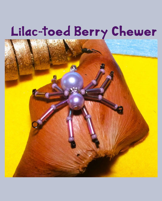 4-pack beaded spider charms - "Lilac-toed Berry Chewer", handmade - plain or on lanyards