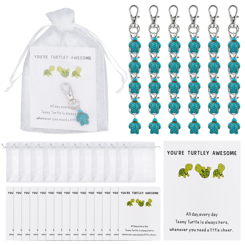 You're Turtley Awesome - Little Pocket Hug Turtle Keyring Gift with card in organza bag