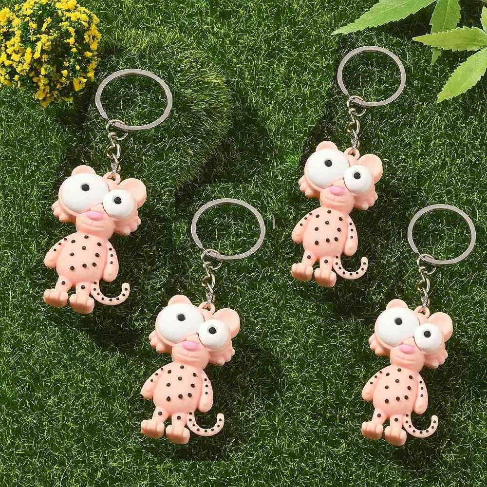 Chunky 3D animal keyrings - Dinosaur, Lion, Leopard, Zebra - colourful PVC
