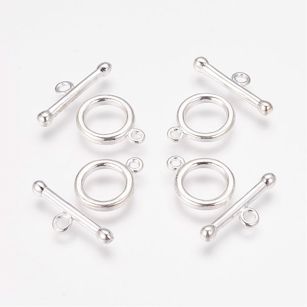 50 sets bright silver tone OT toggle clasps