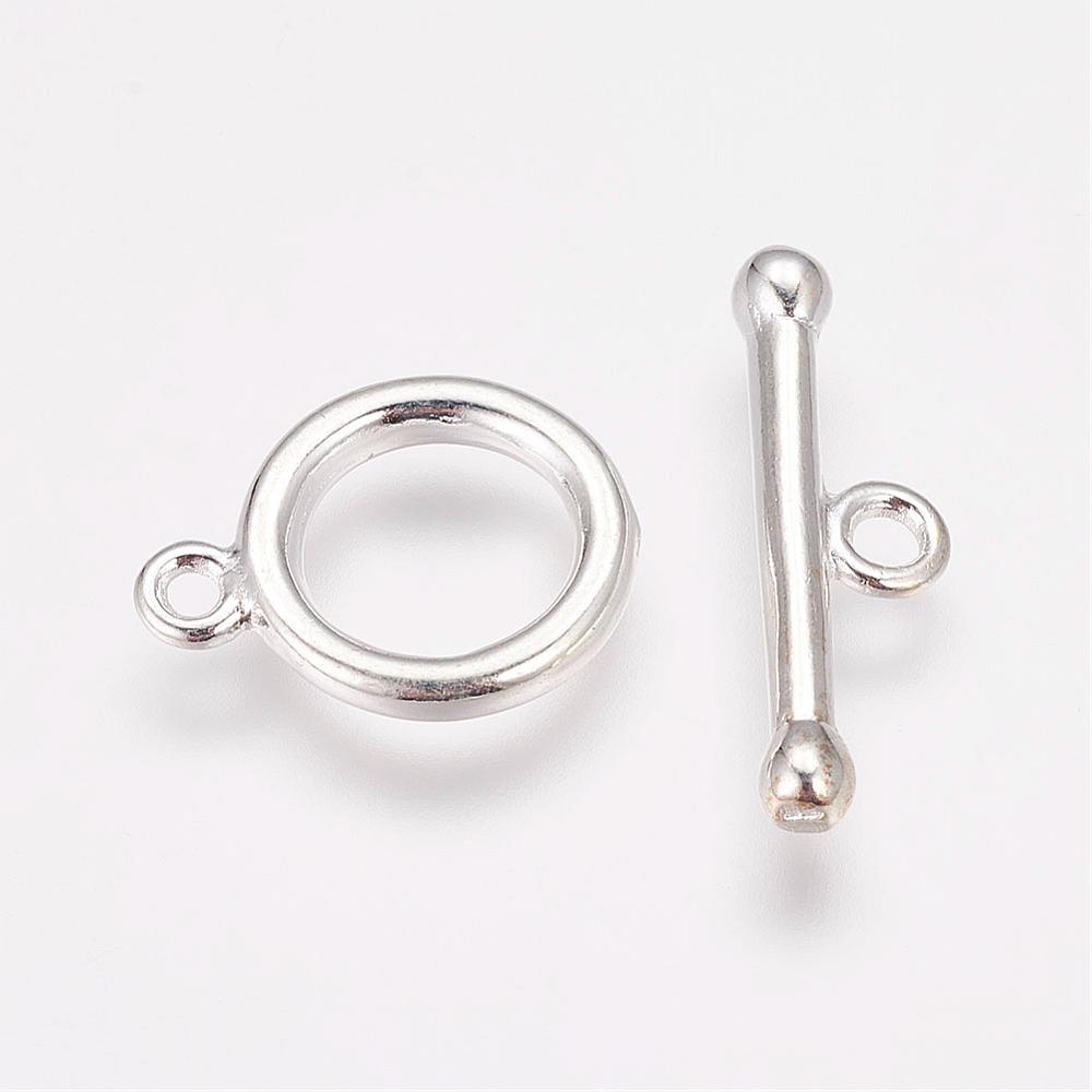 50 sets bright silver tone OT toggle clasps