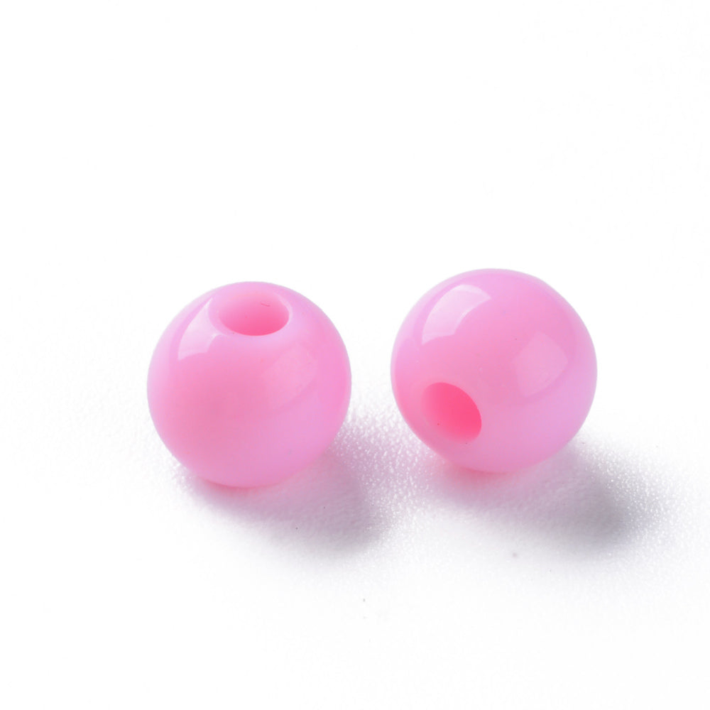 200pcs pink opaque acrylic 6mm beads