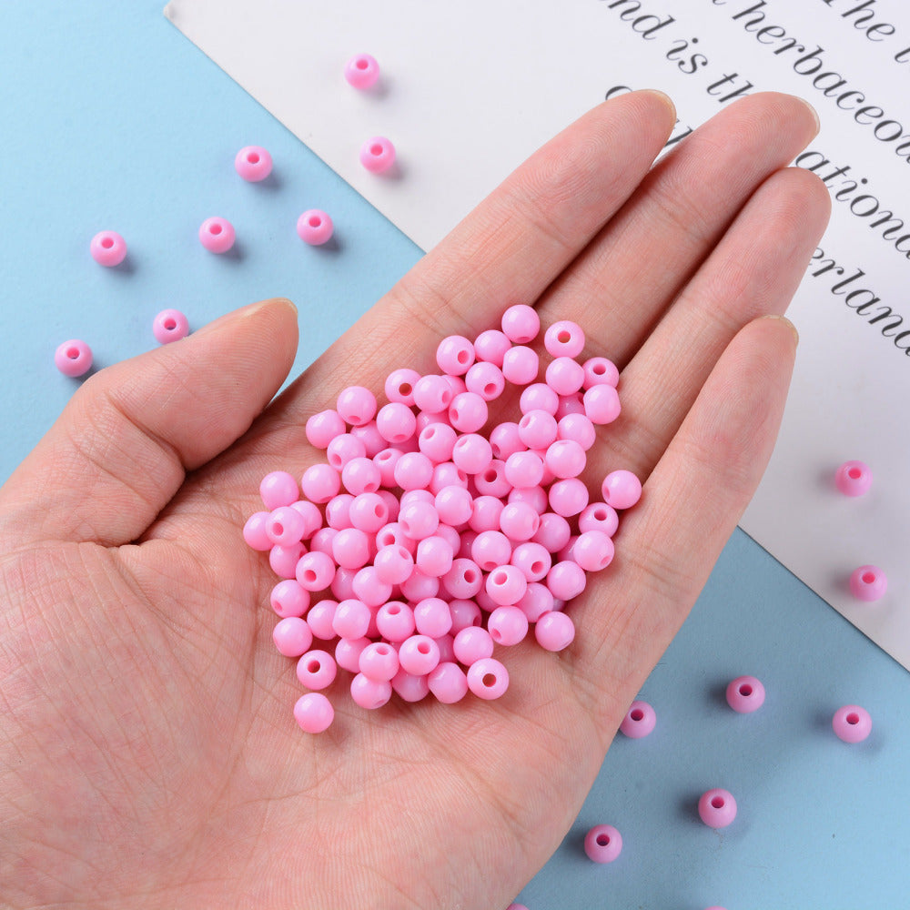 200pcs pink opaque acrylic 6mm beads
