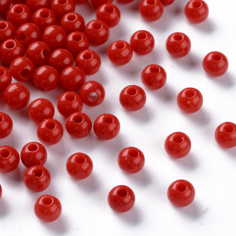 200pcs red opaque acrylic 6mm beads