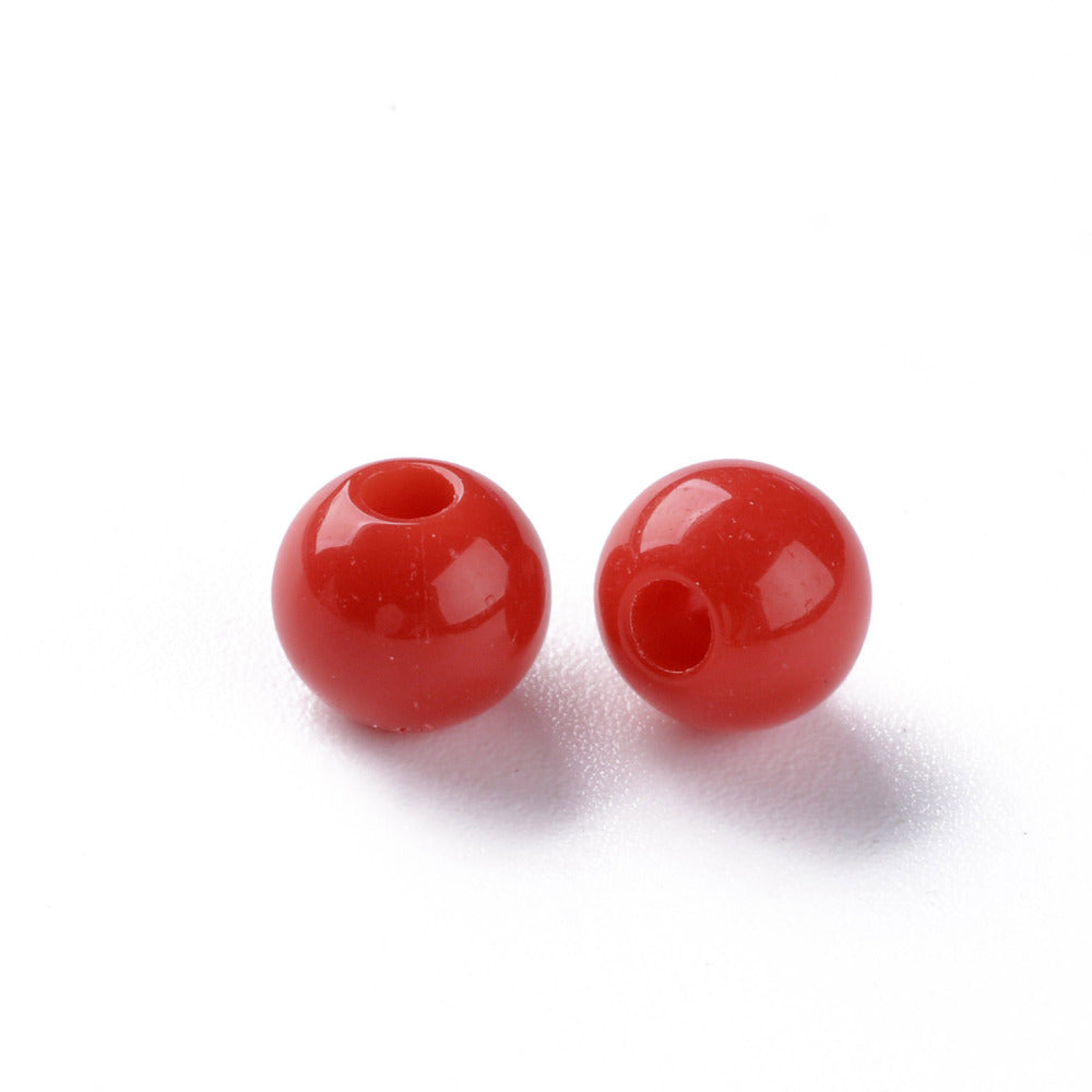 200pcs red opaque acrylic 6mm beads