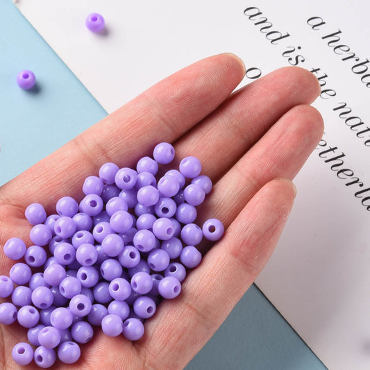 200pcs purple opaque acrylic 6mm beads