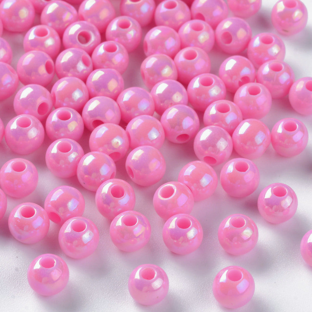 200pcs pink pearlised acrylic 6mm beads