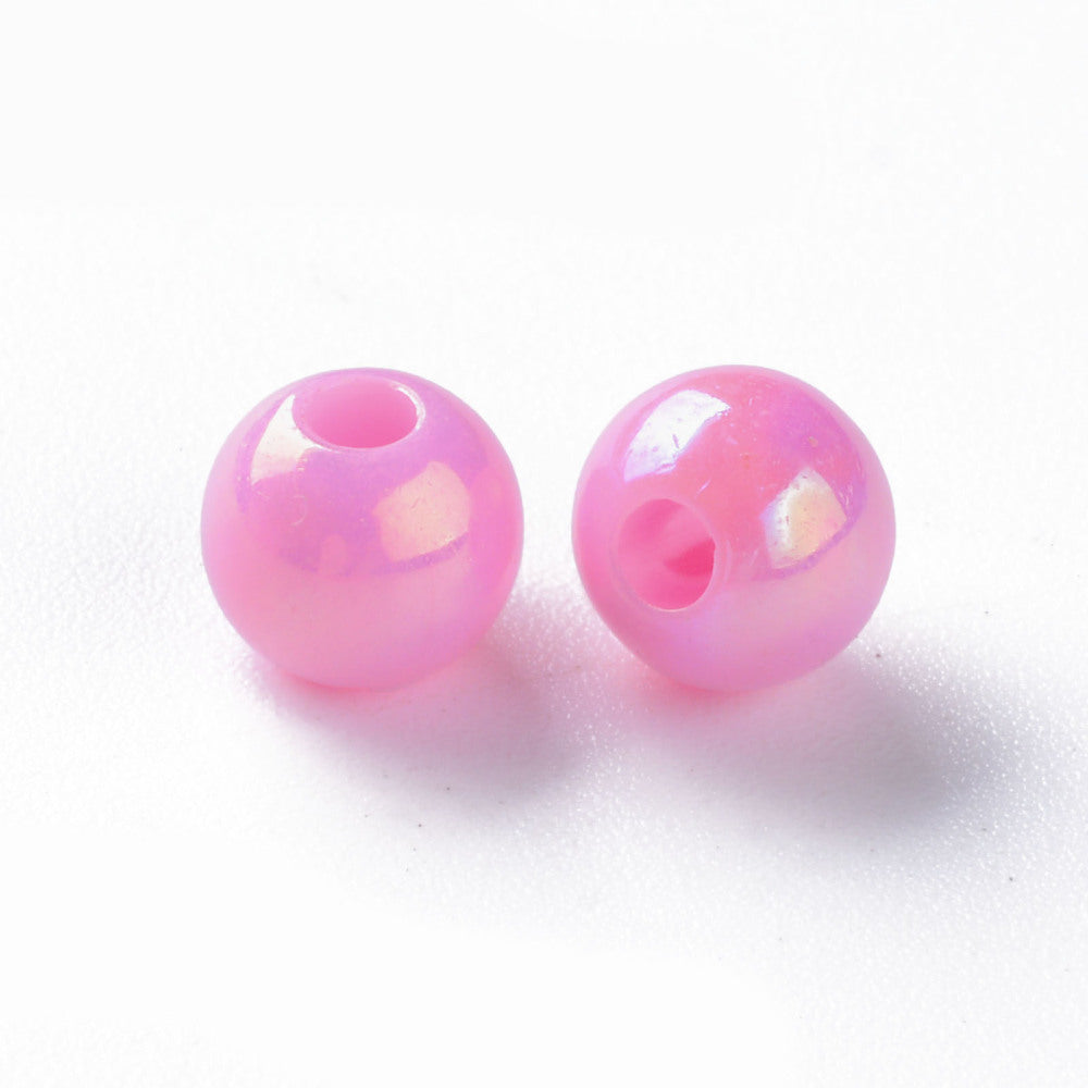 200pcs pink pearlised acrylic 6mm beads