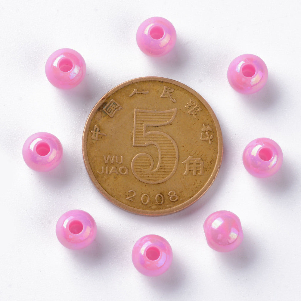 200pcs pink pearlised acrylic 6mm beads