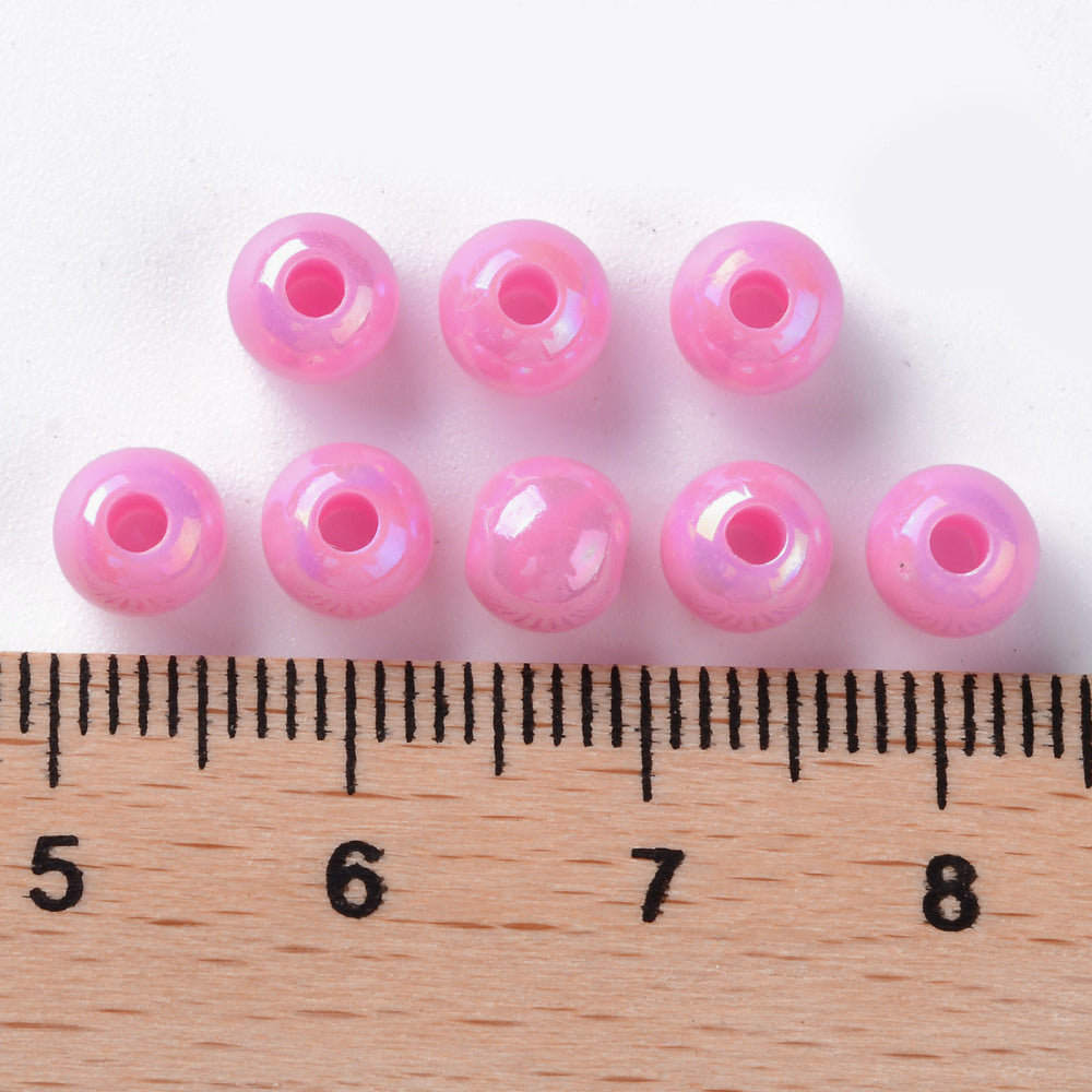 200pcs pink pearlised acrylic 6mm beads