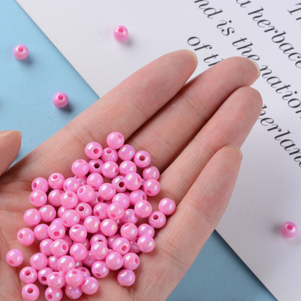 200pcs pink pearlised acrylic 6mm beads