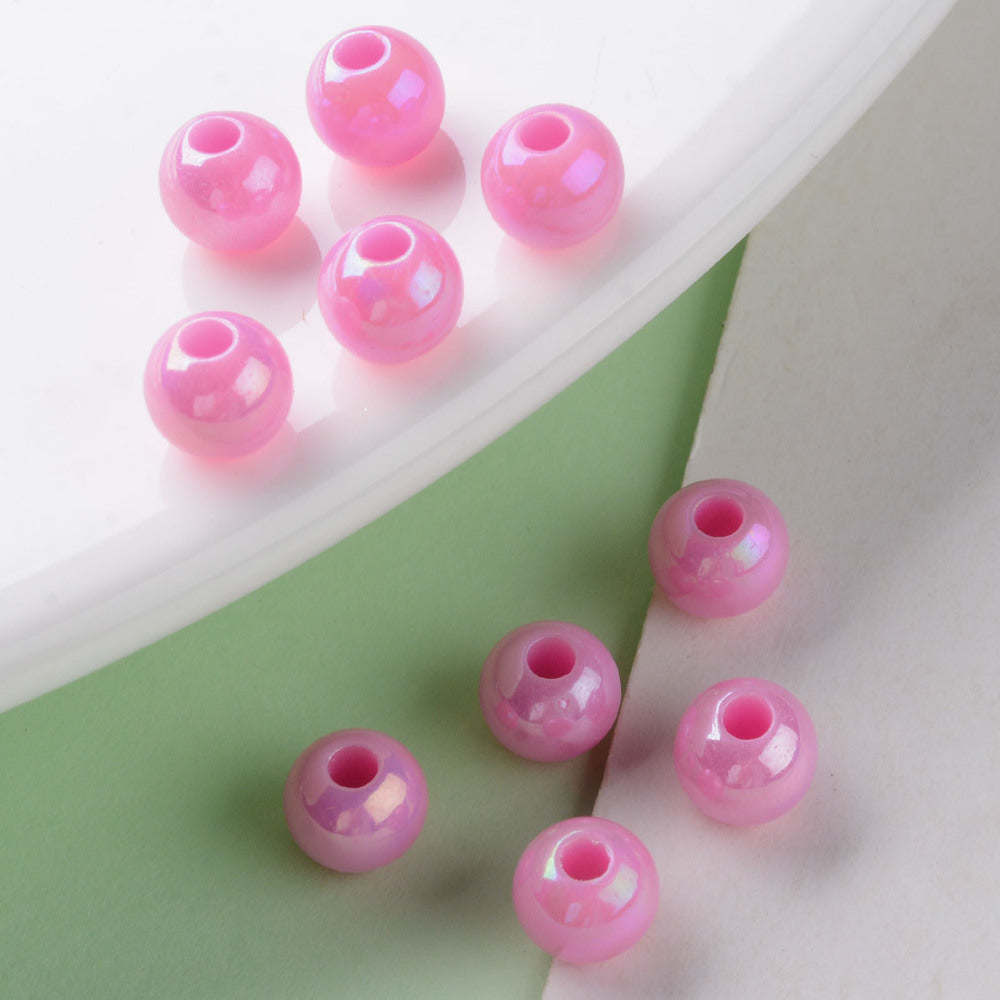 200pcs pink pearlised acrylic 6mm beads