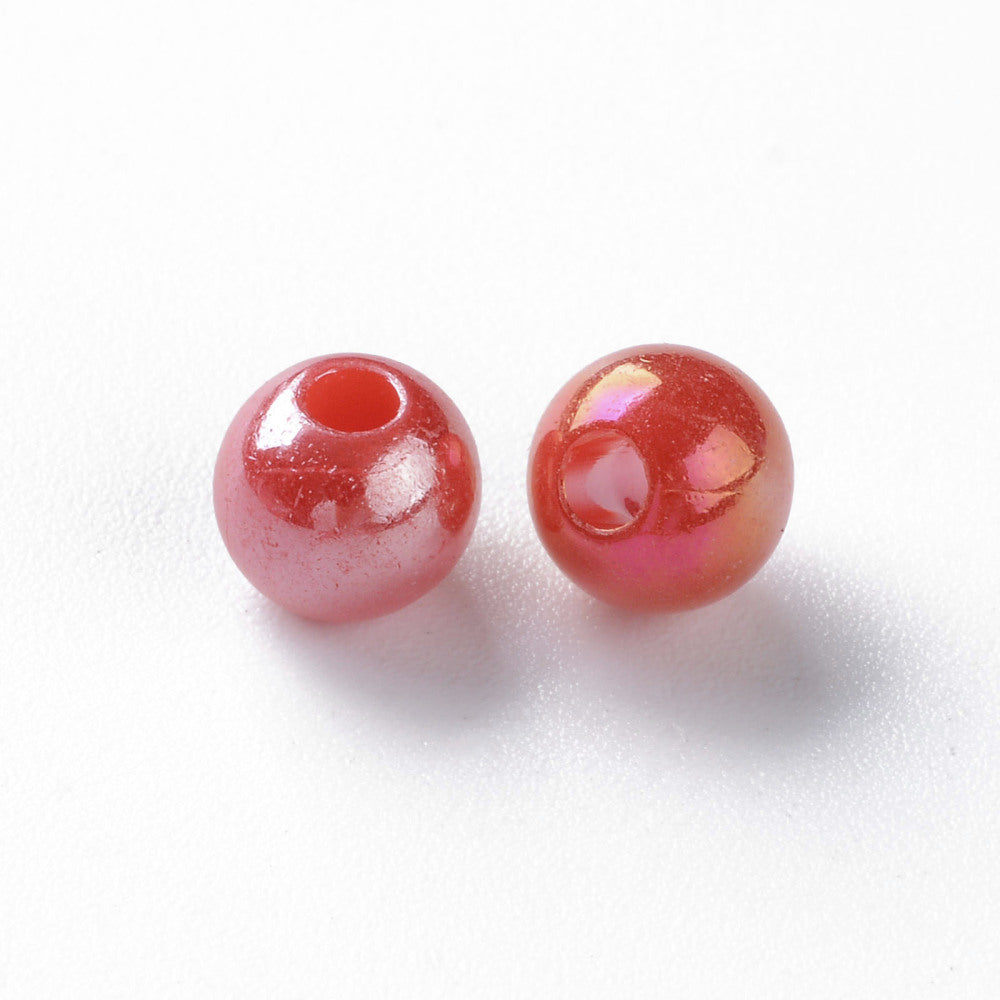 200pcs red pearlised acrylic 6mm beads