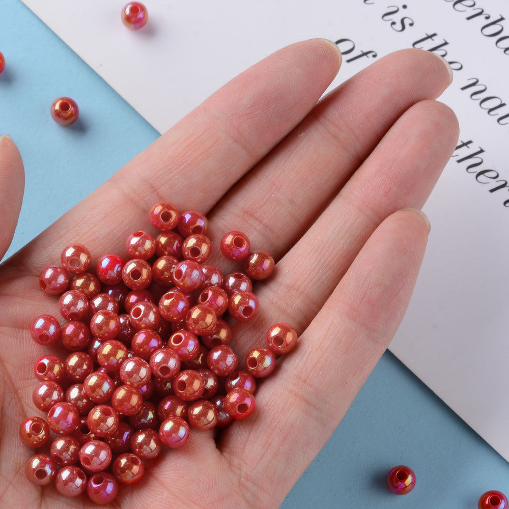 200pcs red pearlised acrylic 6mm beads