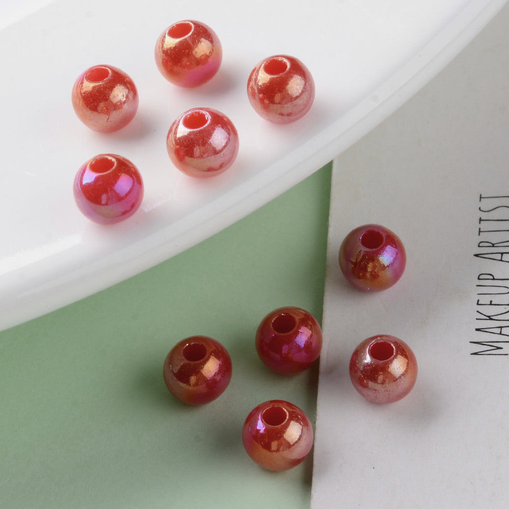 200pcs red pearlised acrylic 6mm beads