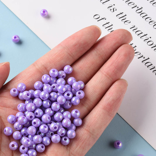 200pcs purple pearlised acrylic 6mm beads