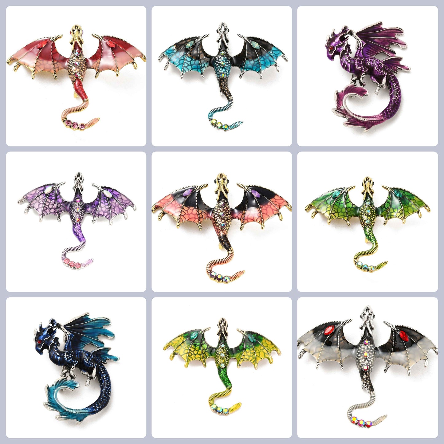 Flying Dragon Brooch - choose colour & style