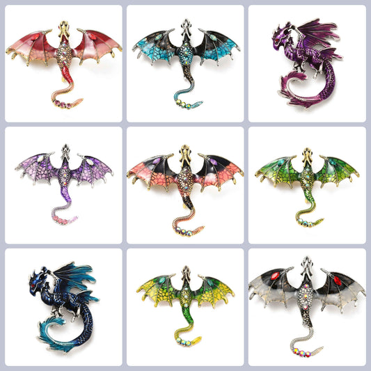 Flying Dragon Brooch - choose colour & style