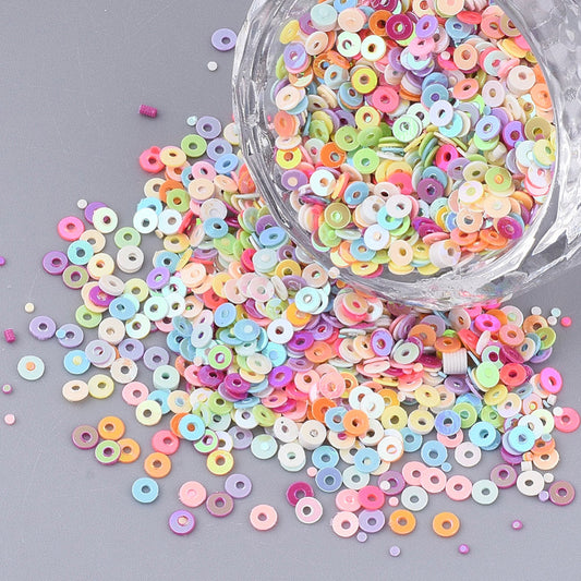 10g pack of tiny circle toppers (1mm - 2.5mm), mixed colour embellishments with an AB finish