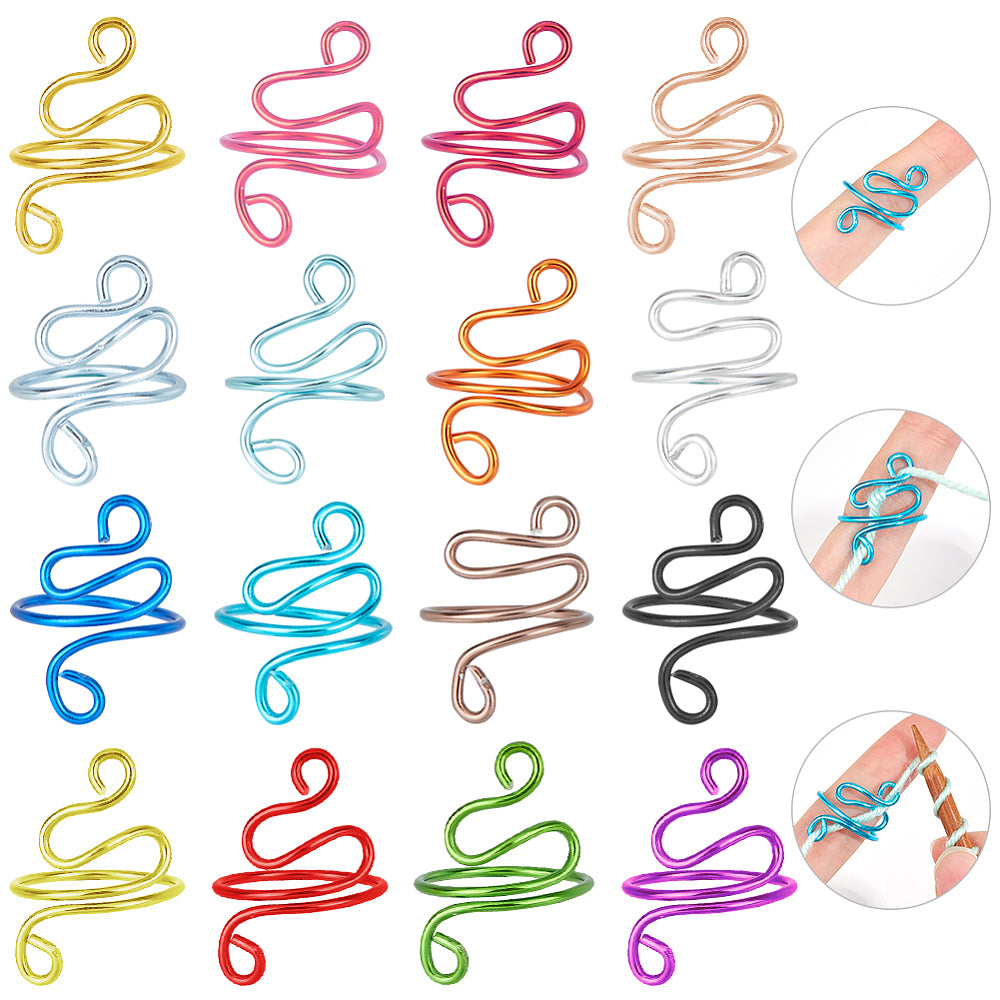 16pcs Aluminium Crochet Knitting Yarn Tension Hook Rings