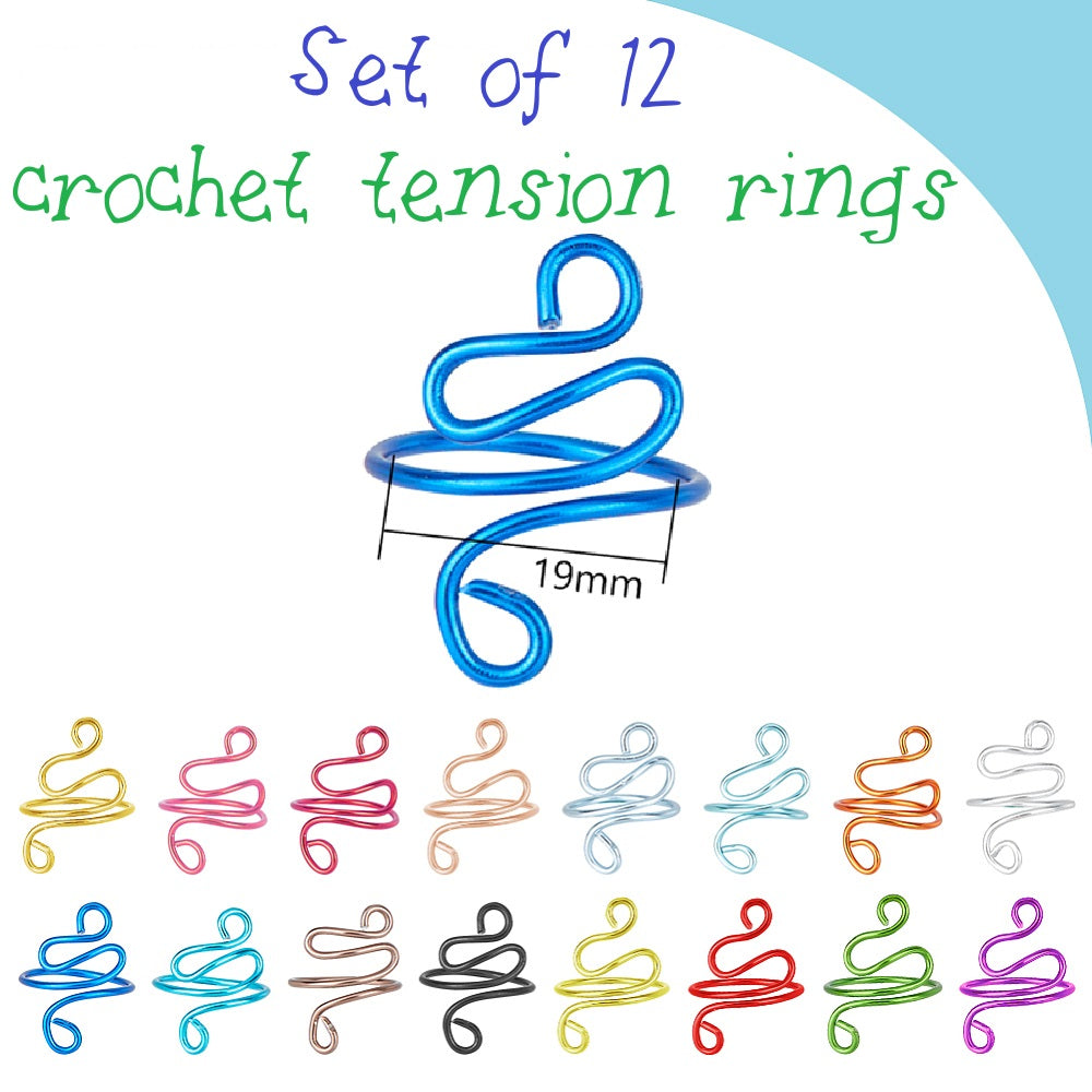 16pcs Aluminium Crochet Knitting Yarn Tension Hook Rings