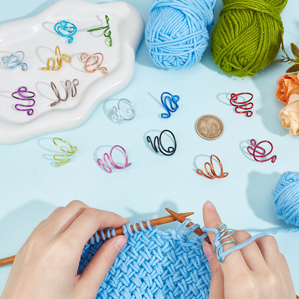 16pcs Aluminium Crochet Knitting Yarn Tension Hook Rings