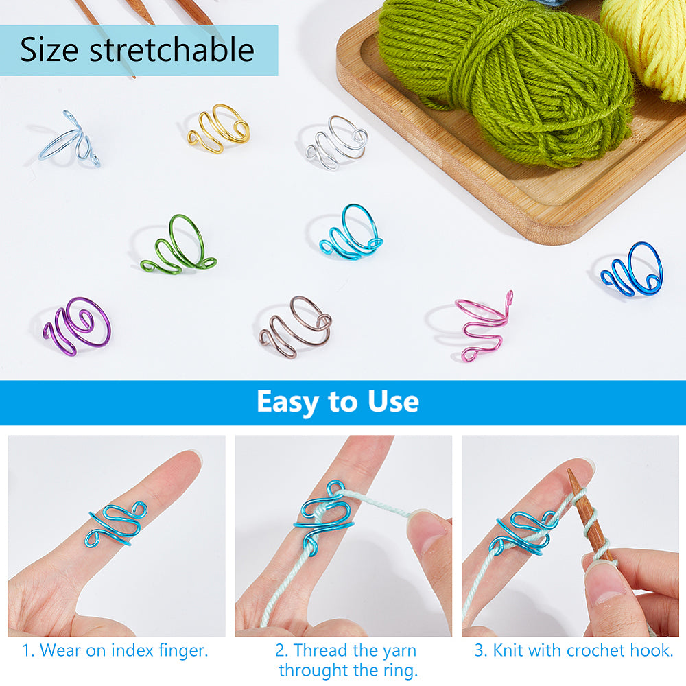 16pcs Aluminium Crochet Knitting Yarn Tension Hook Rings