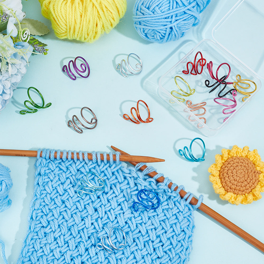 16pcs Aluminium Crochet Knitting Yarn Tension Hook Rings