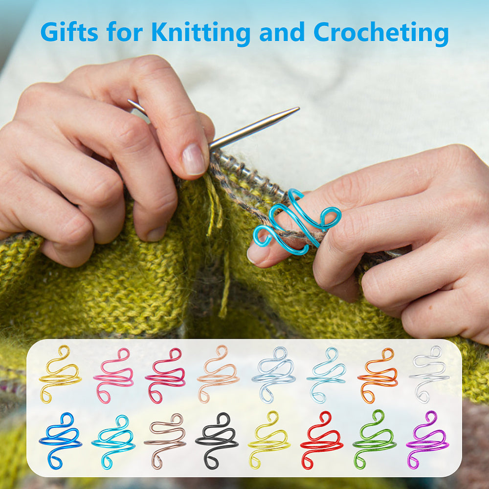 16pcs Aluminium Crochet Knitting Yarn Tension Hook Rings