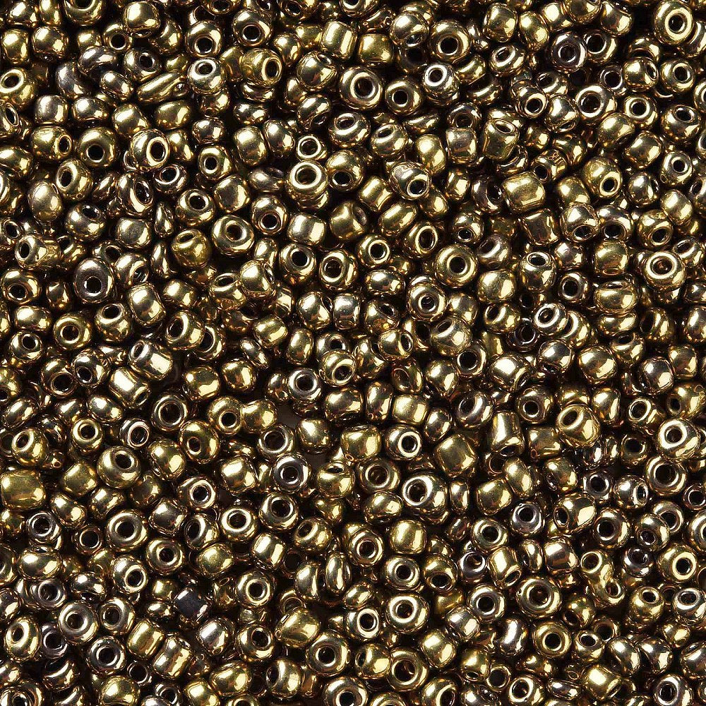 3mm coconut brown metallic finish glass seed beads, 50g