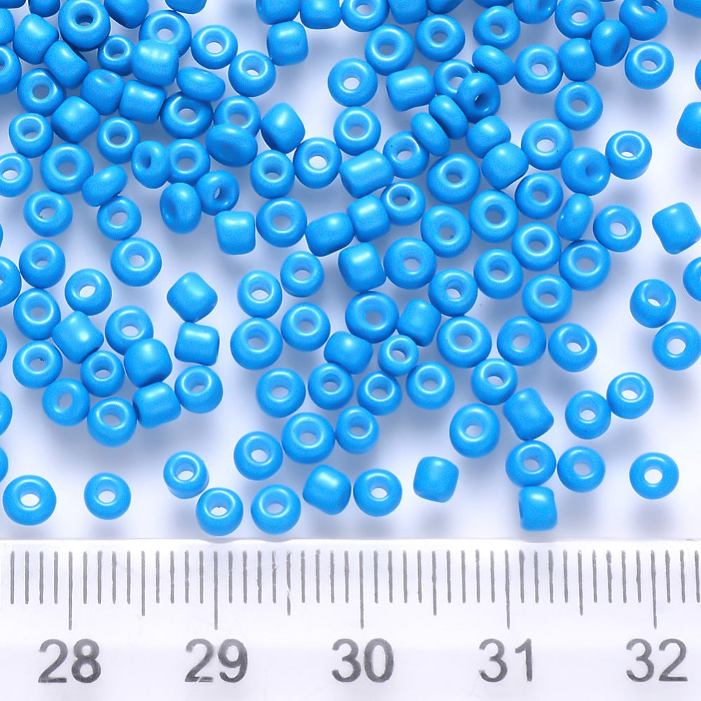 4-5mm dodger blue glass seed beads, 50g