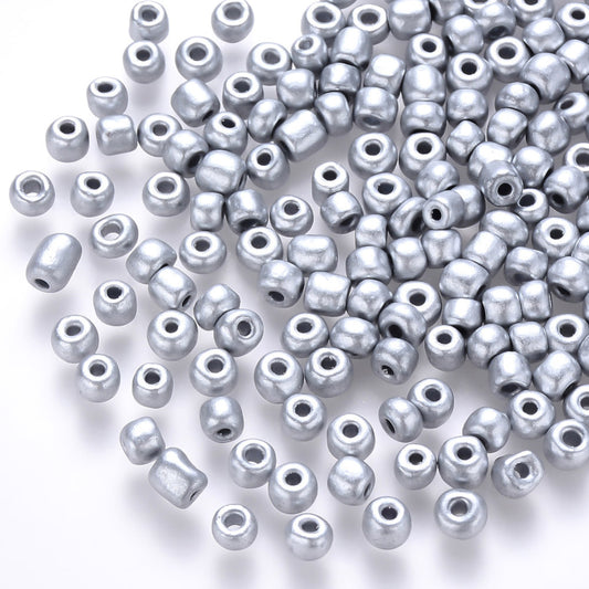 4mm - 5mm silver glass seed beads, 50g - 1kg