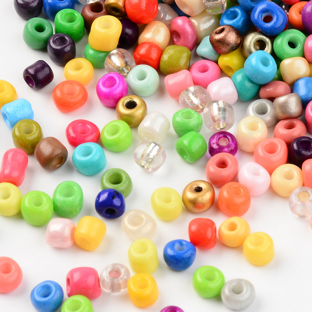 3mm x 2mm (approx.) opaque mix glass seed beads, 50g - 1kg