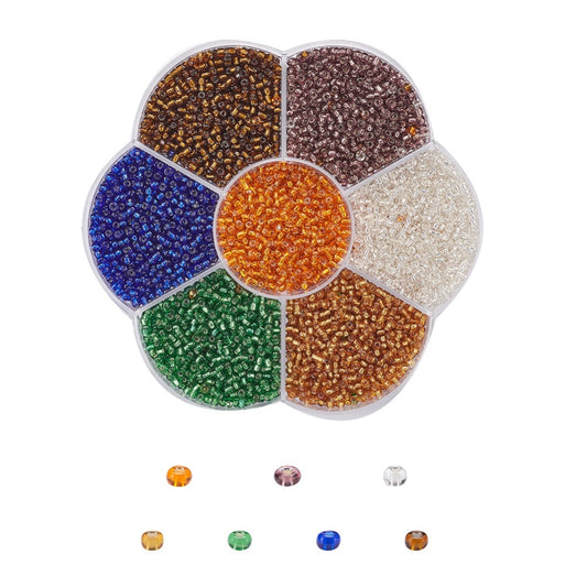 Autumn 2mm seed bead selection box - silver lined