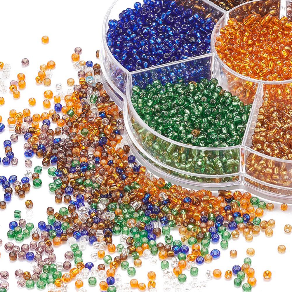 Autumn 2mm seed bead selection box - silver lined
