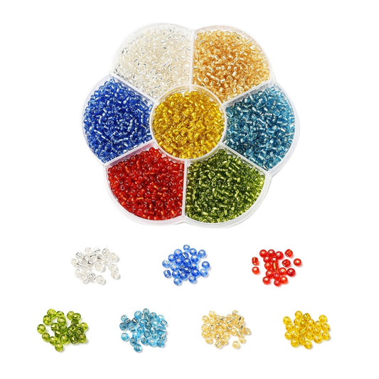 Bright 3mm seed bead selection box - 1400pcs silver lined