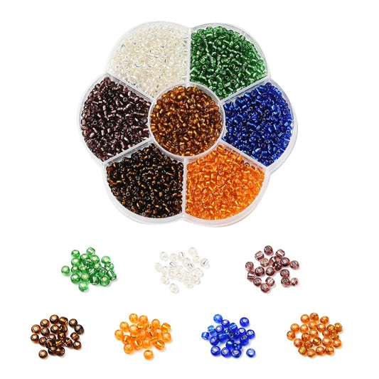 Autumn 3mm seed bead selection box - 1400pcs silver lined