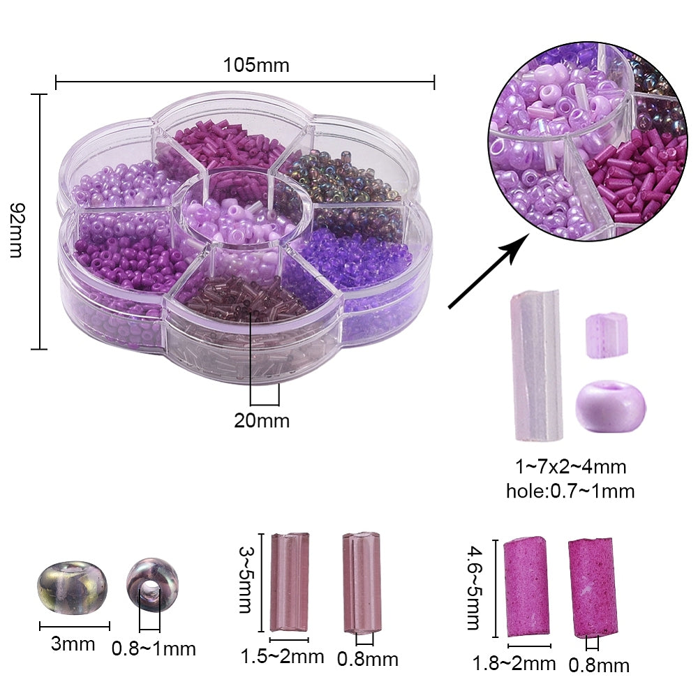 Purple seed & bugle bead selection box - assorted sizes, styles & finishes