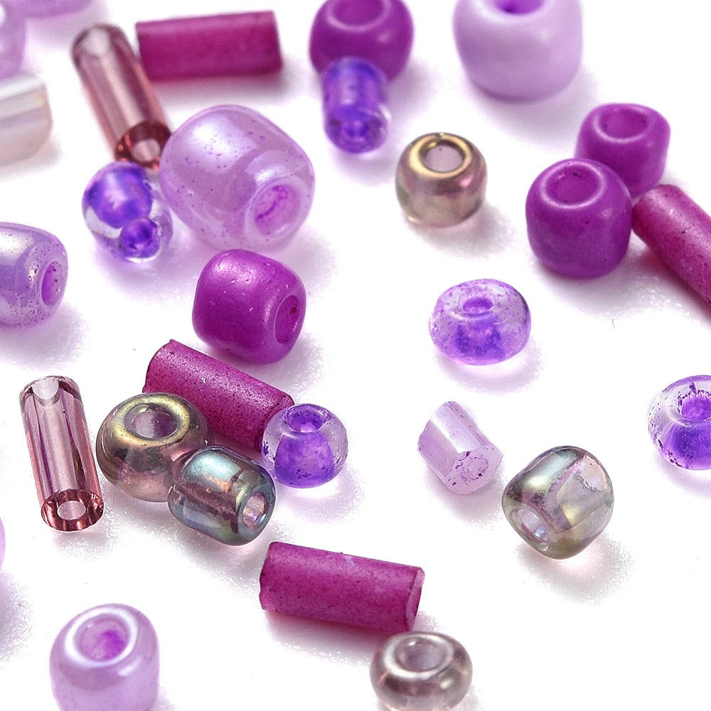 Purple seed & bugle bead selection box - assorted sizes, styles & finishes