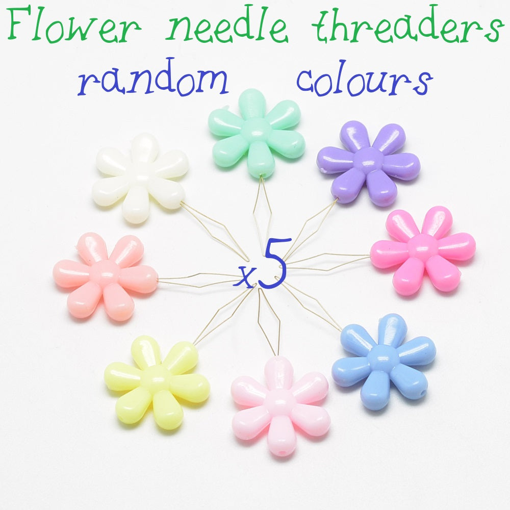 5 x Flower needle threaders, sewing & embroidery tools