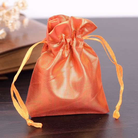 10pcs golden sheen gift bags - orange 9x7cm bags with metallic finish