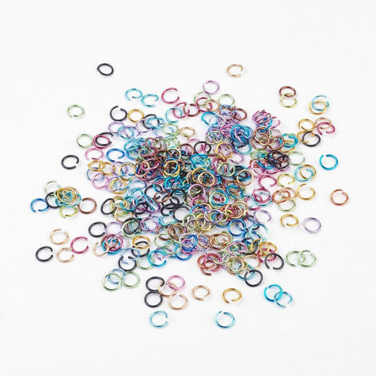 150pcs multicoloured 10mm aluminium open jump rings