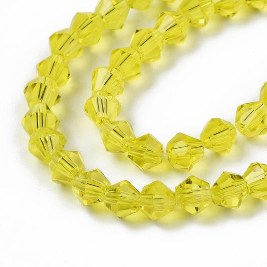200pcs yellow 4mm faceted glass bicone beads