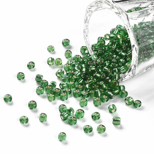 3mm green silver lined glass seed beads, 50g - 1kg
