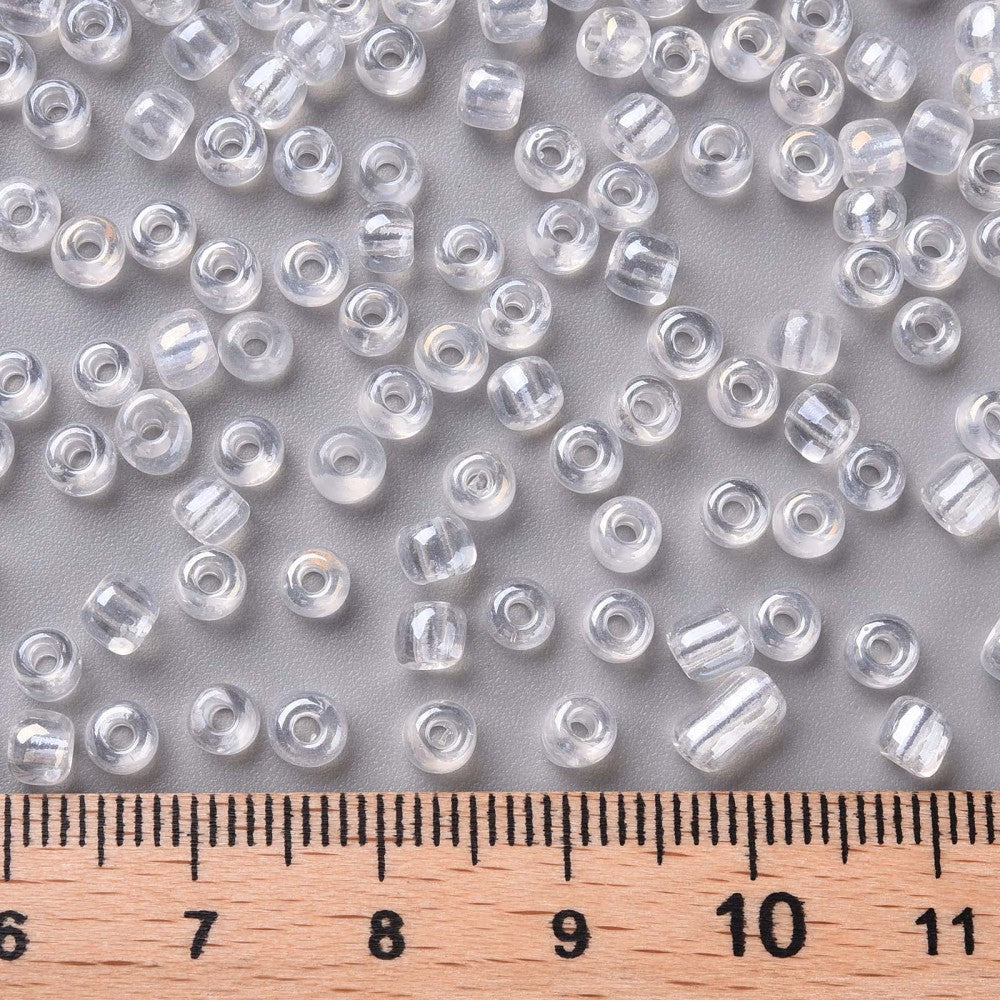 1lb (454g) Bulk Bag - 4mm Clear Lustered Glass Seed Beads