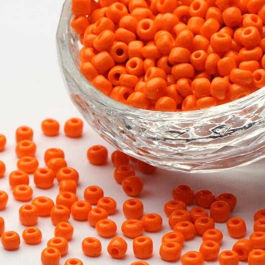 4mm dark orange glass seed beads, 50g - 1kg