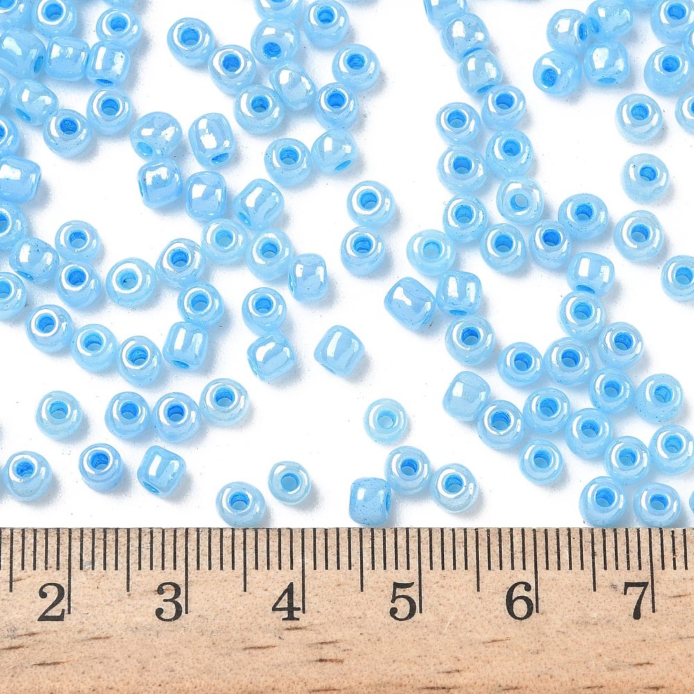 1lb (454g) Bulk Bag - 4mm Blue Pearlised Glass Seed Beads