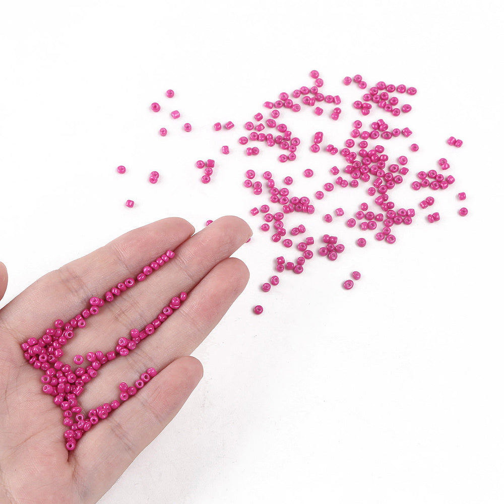 1lb (454g) Bulk Bag - 4mm Fuchsia Pink Glass Seed Beads